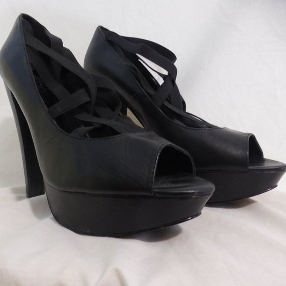 ALDO black high heel shoes with open toe size 39